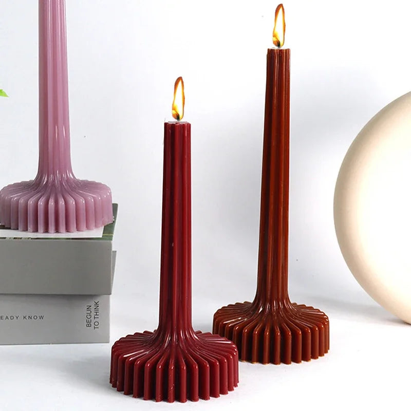 3D Vase Shaped Candle Mold DIY Striped Column Scented Candle Making