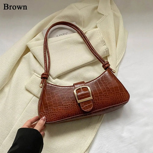 Women Stylish PU Leather Sling Bag Solid Color Shoulder Bag Underarm