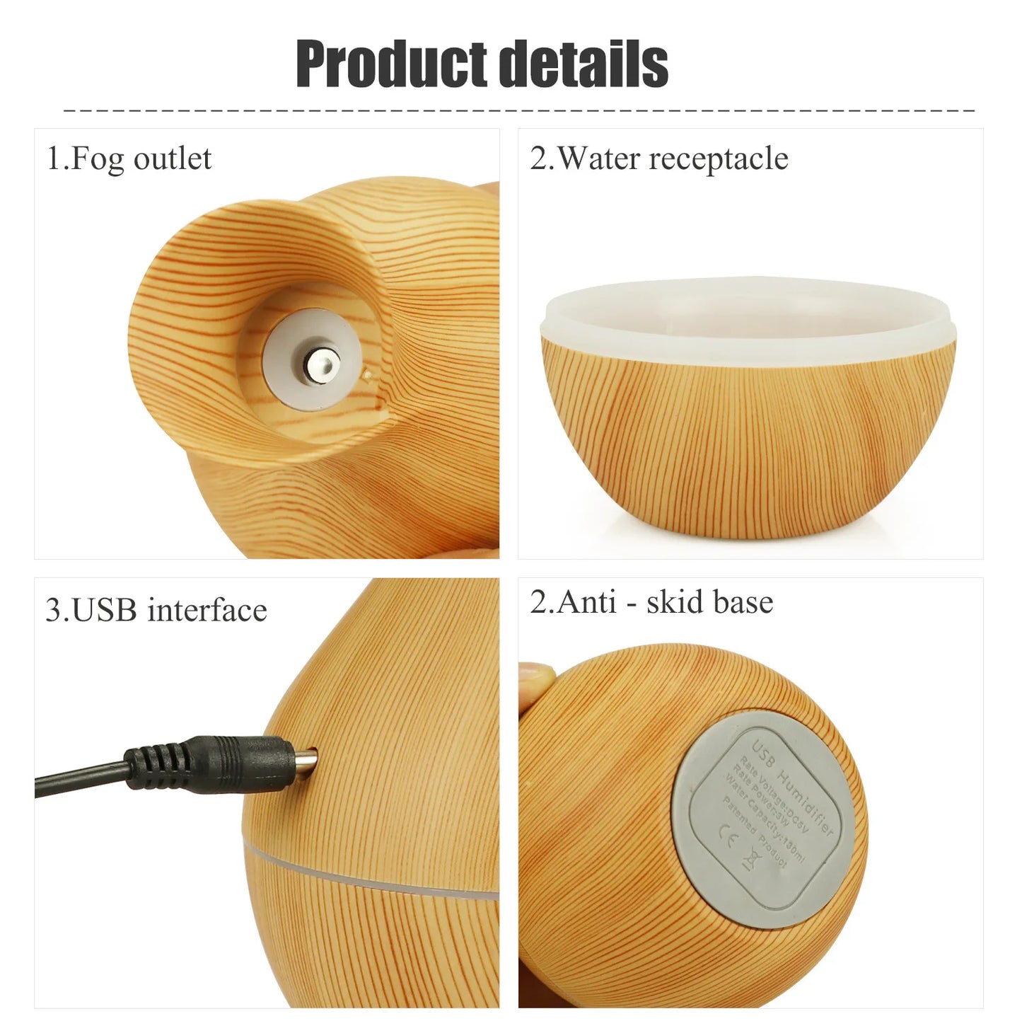 200ml Air Humidifier Essential Oil Diffuser USB Mist Maker Mini