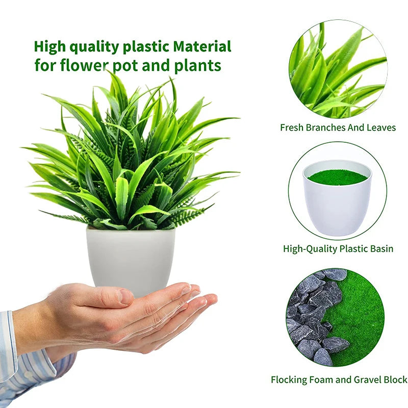 1pc Artificial Plants with Plastics Pots Perfect Greenery for Home