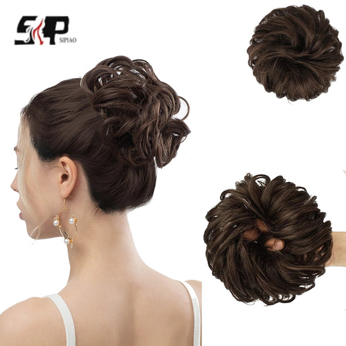 6 Inch Synthetic Hair Bun Extensions Messy Curly Elastic Hair