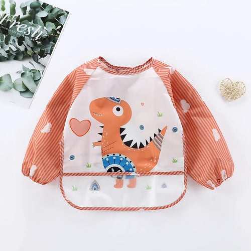 1Pcs Waterproof Eating Smock Infant Toddler Baby Cartoon Long Sleeve