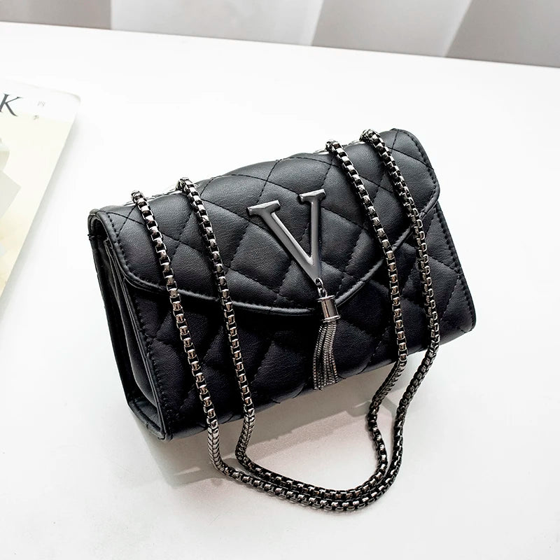 Black Luxury Handbags And Purse Women PU Leather Messenger Shoulder