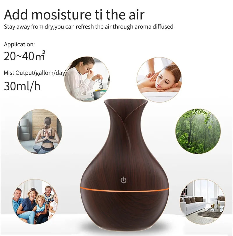 200ml Air Humidifier Essential Oil Diffuser USB Mist Maker Mini