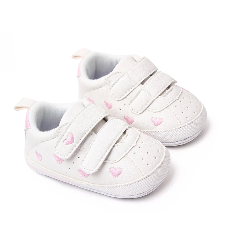 Baby White PU Sneaker Non-slip for Toddler Boys and Girls Cute