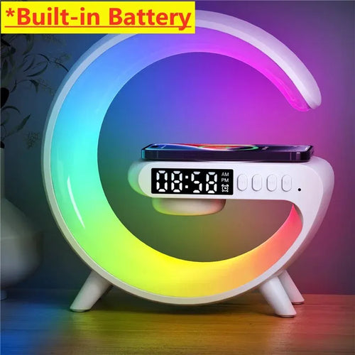 Wireless Charger Pad Stand Speaker TF Card RGB Night Light Lamp Alarm