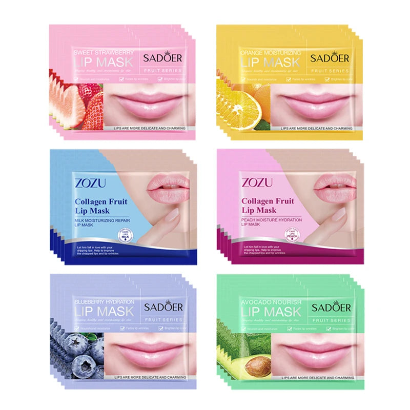 30pcs Fruits Lip Mask Moisturizing Nourishing Collagen Lip Patches