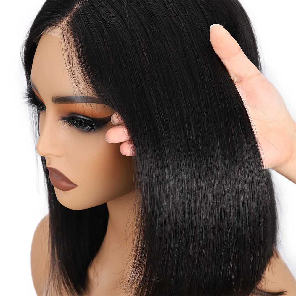 Wear And Go Glueless Wigs Human Hair Bob Straight Pre Cut Lace Front