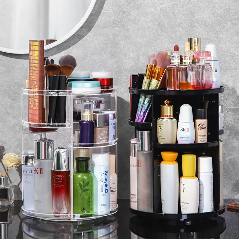 360 Degree Rotating Cosmetic Storage Rack Adjustable Layer Cosmetic