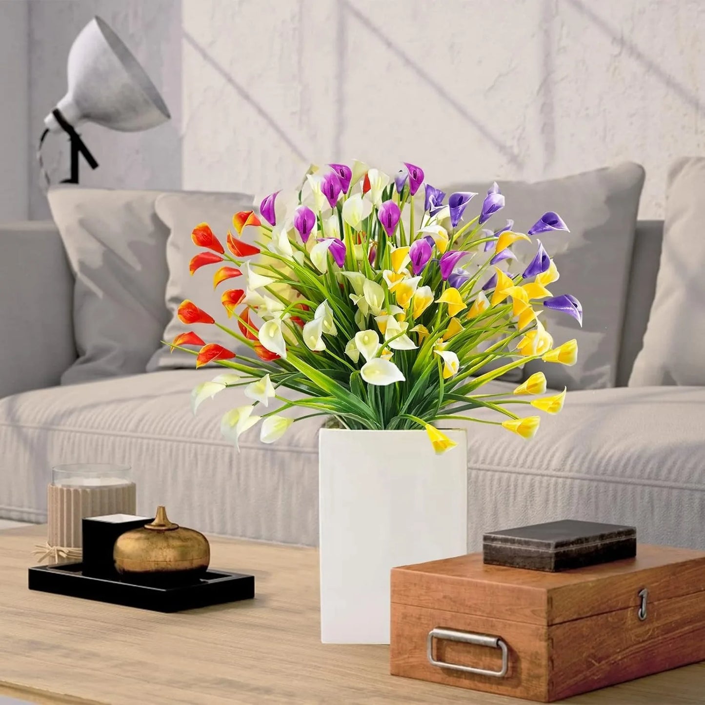 Artificial Calla Lily Bouquet 33cm Fake Flowers for Indoor Home Room