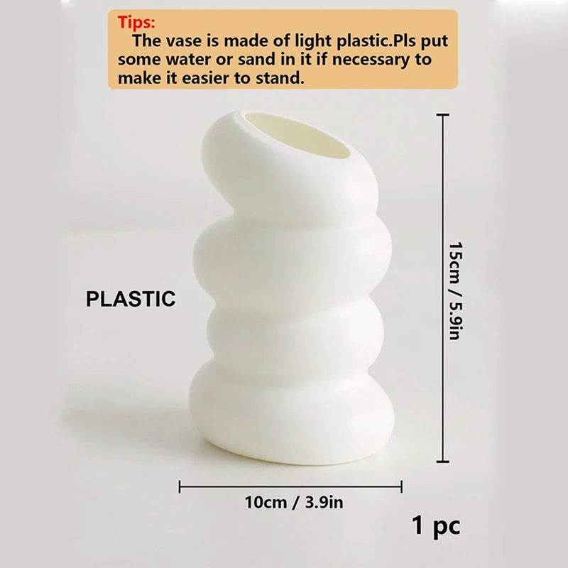 1PC Plastic Spiral White Vase Nordic Creative Flower Arrangement