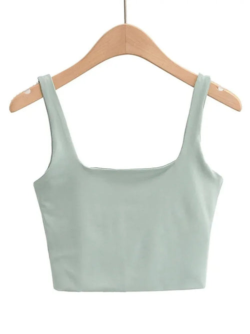 2022 Summer Women Sexy Sleeveless Tops Fashion Short Square Collar