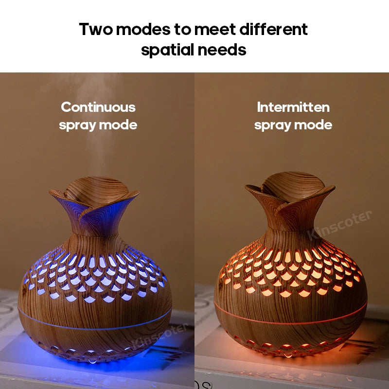 Wood Grain Humidifier 300ml USB Aroma Diffuser Atomizer USB Household