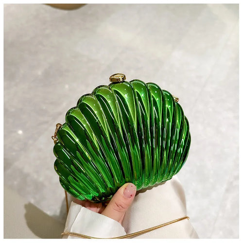 2024 Women Silver Gold Shell Bag Cute Acrylic Evening Clutch Bag With