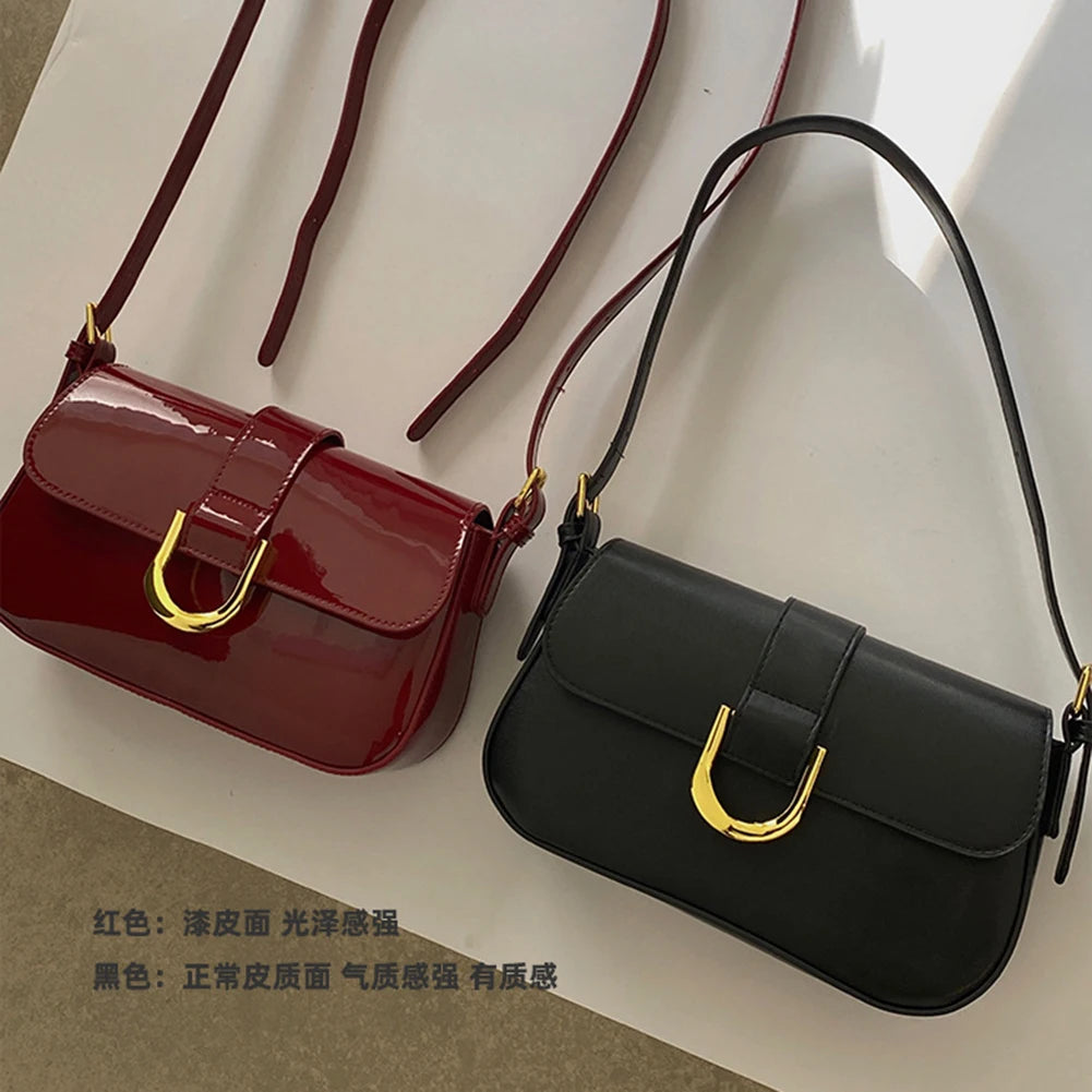 Women Buckle Hobo Bag Strap Adjustable Patent Leather Shoulder Bag