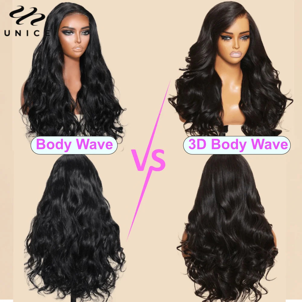 UNice 3D Body Wave Wig 250% Density 13x4 Human Hair Lace Frontal Wig