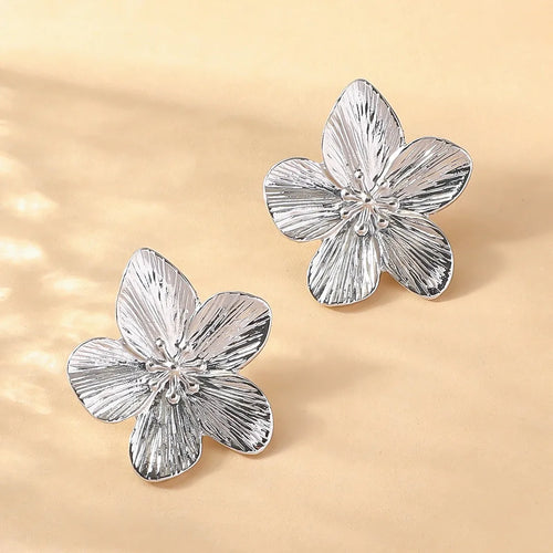 2PC Women's Fashion Trendy Stainless Steel Flower Earrings Outdoor