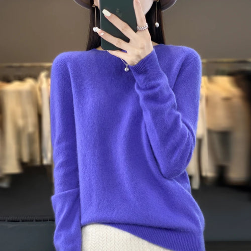 100% Merino solid color sweater ladies autumn and winter new solid