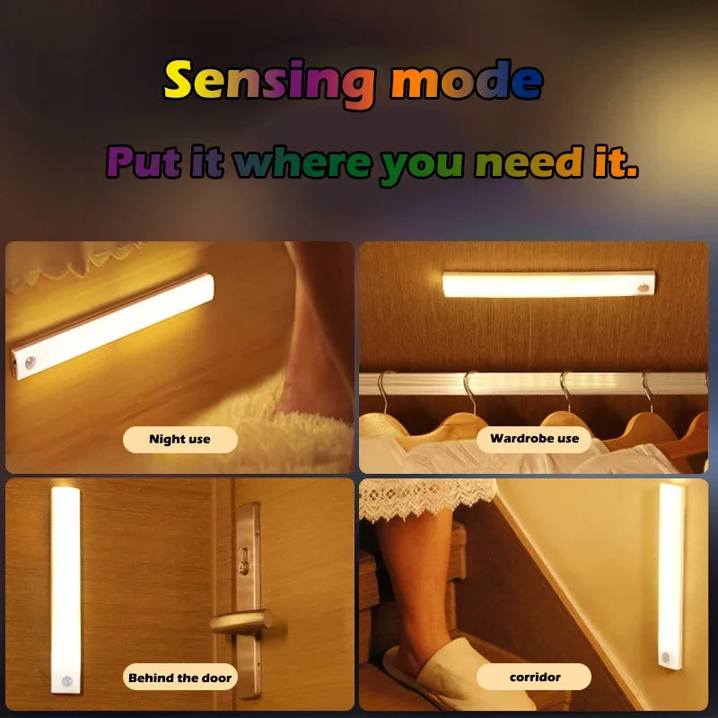 1pc Wireless Rechargeable LED Motion Sensor Cabinet Light - Ideal for