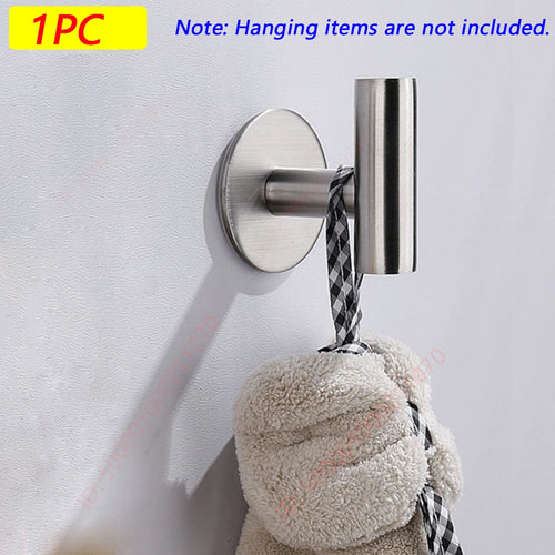 1/2PCS Adhesive Wall Hook Stainless Steel Robe Sticker Hooks Towel