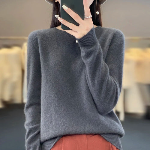 100% Merino solid color sweater ladies autumn and winter new solid