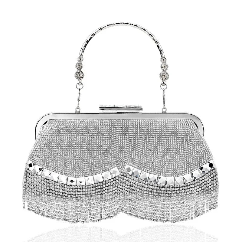 Women Banquet Handbags  New Diamond-Studded Tassel Evening Bags Femme