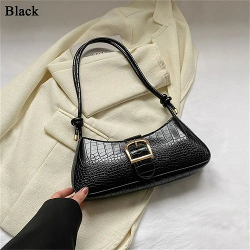 Women Stylish PU Leather Sling Bag Solid Color Shoulder Bag Underarm