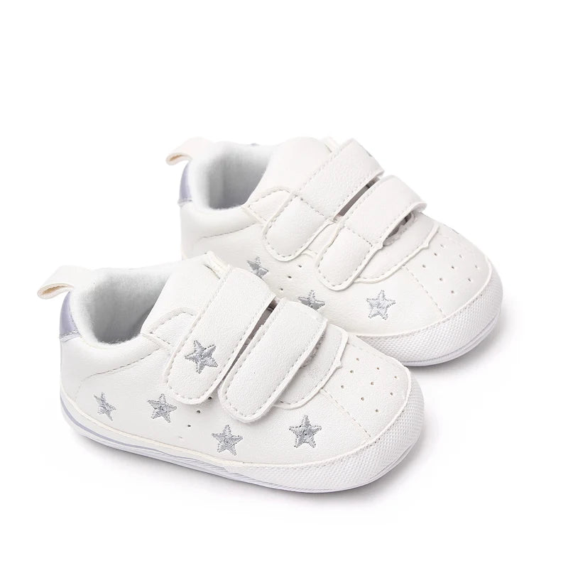 Baby White PU Sneaker Non-slip for Toddler Boys and Girls Cute