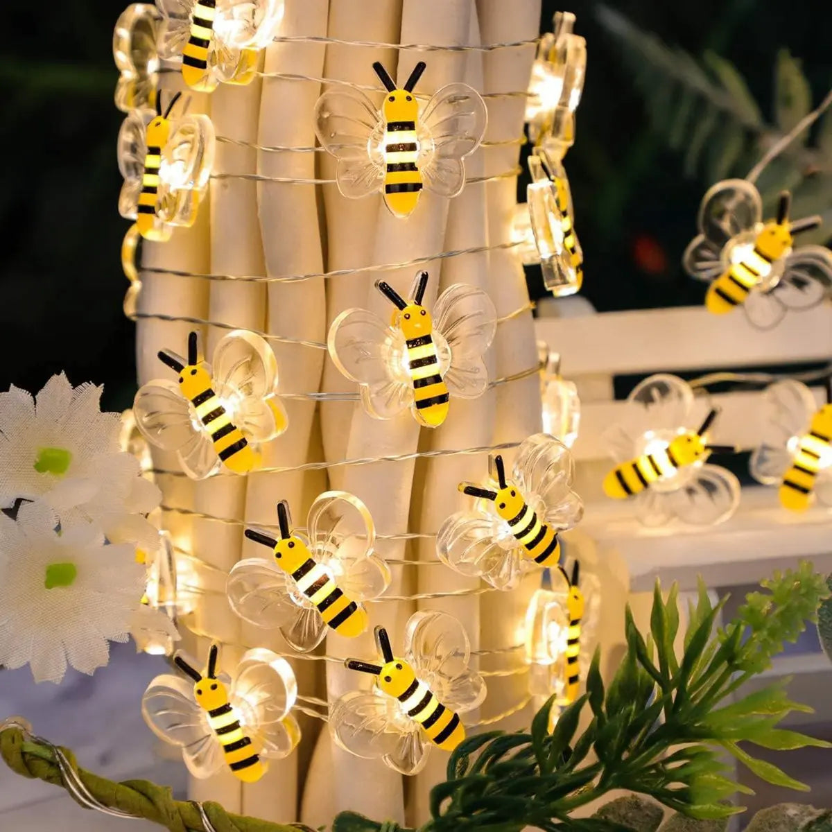 1Pack Bee Lights Battery Operated Bee String Lights For Bedroom Plants