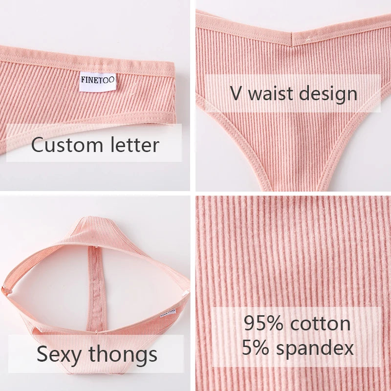 3Pcs/Set Women Cotton Thongs Panties Sexy Low Waist G-String Briefs