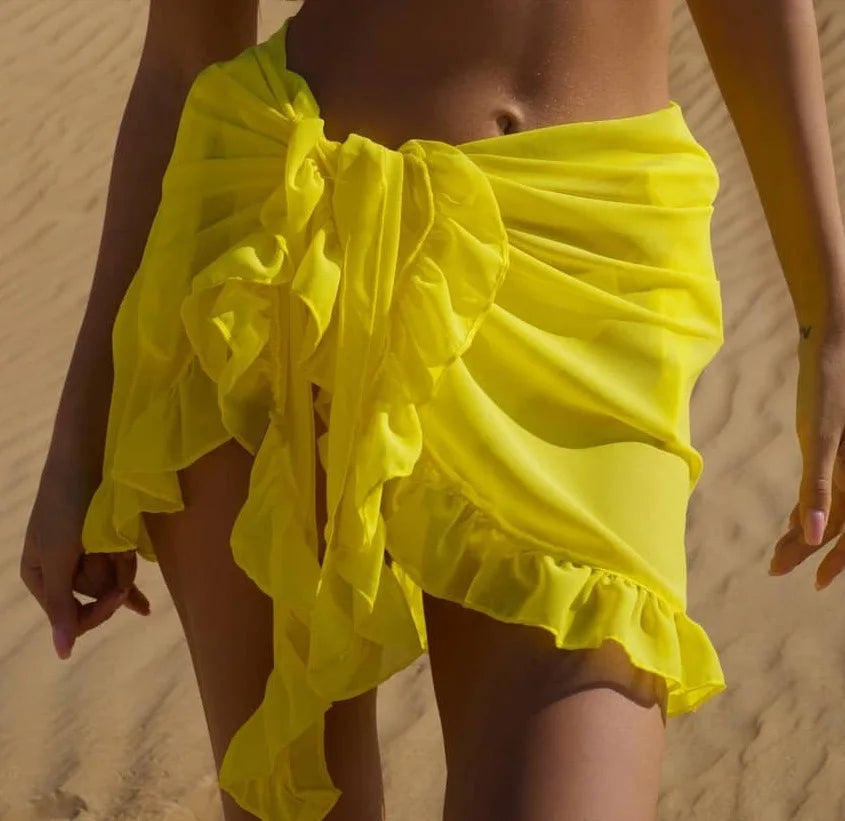 6 Colors Ruffle Bikini Cover Ups Short Skirt for Women 2024 Summer Sun