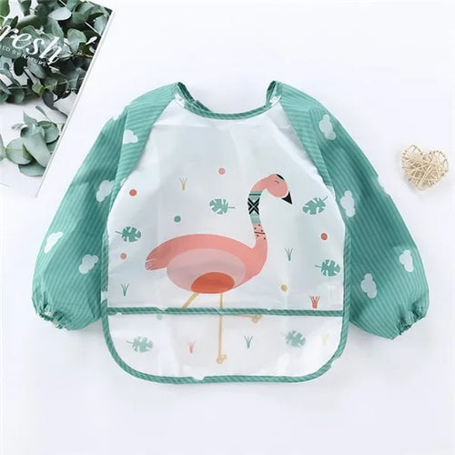 Baby Long Sleeve Scarf Waterproof Toddler Art Smock Feeding Bib Apron