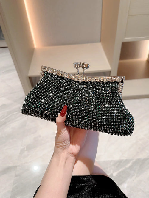 Women Luxury Rhinestone Evening Clutch Bag Detachable Chain Wedding