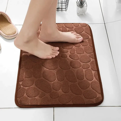 VIKAMA 40X60CM Coral Fleece Pebble Embossed Bathroom Non-Slip Floor