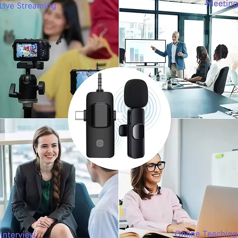 3in1 Wireless Microphone for iPhone Android Cameras Wireless