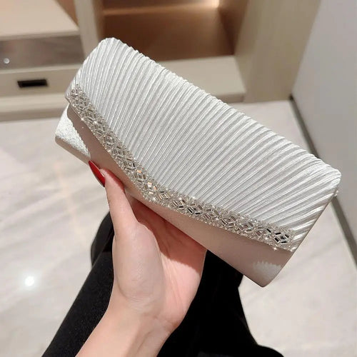 Women Evening Clutch Bags Elegant Luxury Female Silver/Black/White