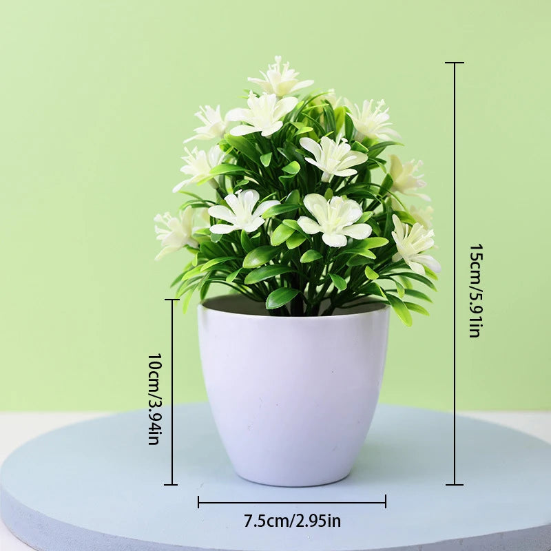 1pc Artificial Flowers Five Leaf Plum Small Potted Plants Can Be