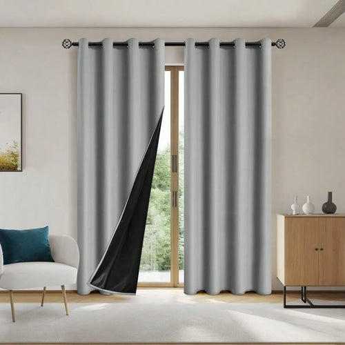 1pc Solid Blackout Curtains with Grommets, Total Privacy Drapes for