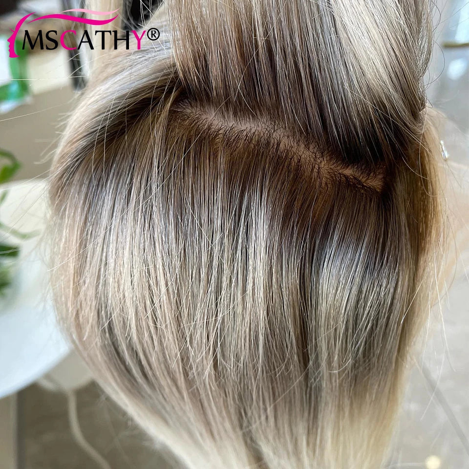 250% Glueless Ash Blonde Colored Ombre Human Hair Wigs For Women 13x4