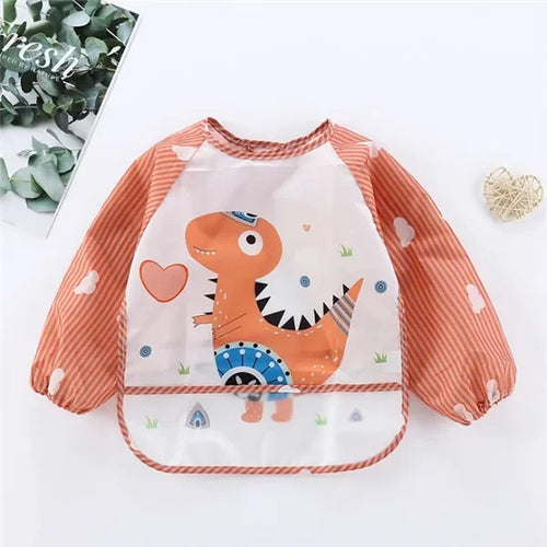 Baby Long Sleeve Scarf Waterproof Toddler Art Smock Feeding Bib Apron