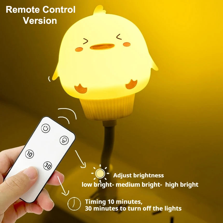 USB Night Light LED Cute Cartoon Night Lamp Bear Chick Kitten Remote