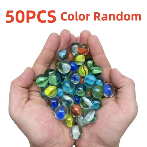 50PCS 14mm Colorful Glass Marbles Toy Kids Marble Balls Run Game