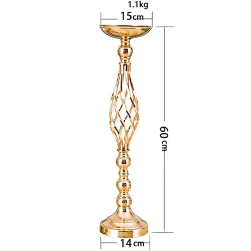 Table Candle Holder Decoration: Golden Iron Art Vase, Twisted Road