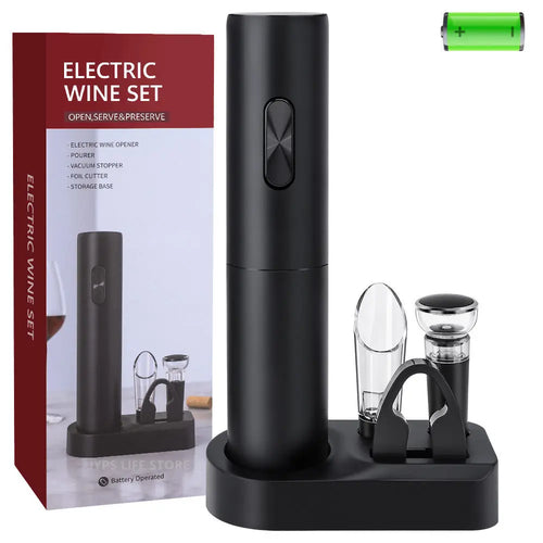 5 in1 Electric Wine Opener Set with Charging Base Automatic Corkscrew