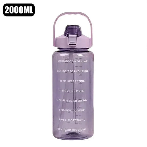 2 Liters Straw Plastic Water Bottle Large Portable Travel Bottle