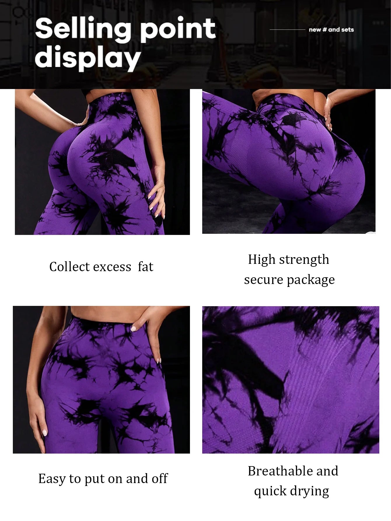 Woma Yoga Trendy Tie Dye Yoga Tights Seamless High Stretch Tummy