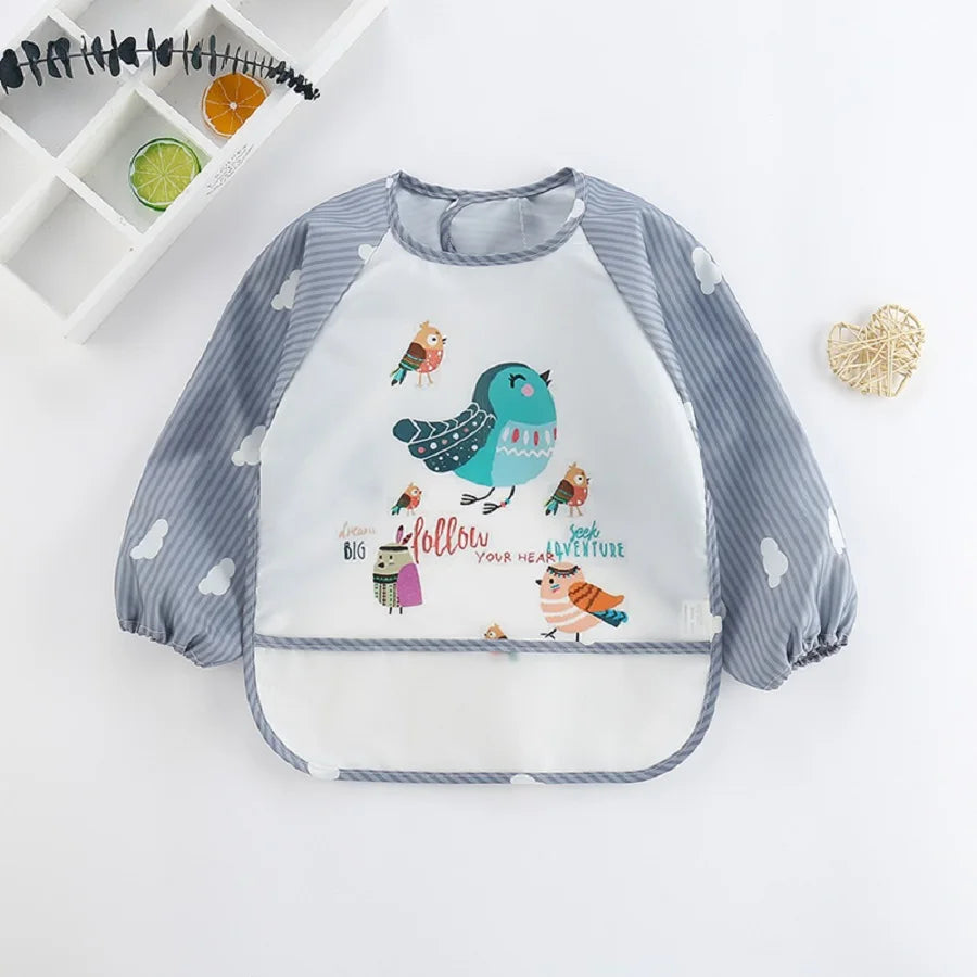 1Pcs Waterproof Eating Smock Infant Toddler Baby Cartoon Long Sleeve