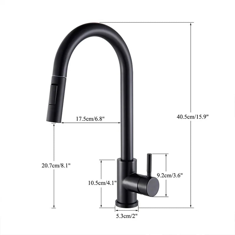 Black Kitchen Faucet Two Function Single Handle Pull Out Mixer  Hot