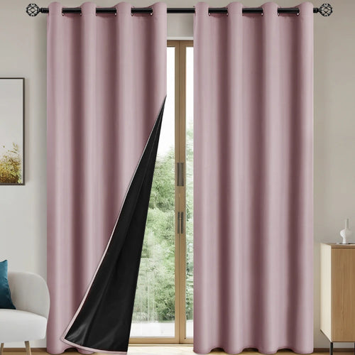 1pc Solid Blackout Curtains with Grommets, Total Privacy Drapes for