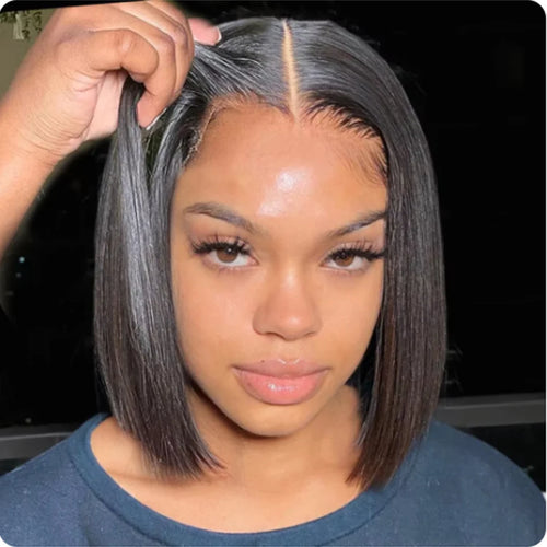 Wear And Go Glueless Wigs Human Hair Bob Straight Pre Cut Lace Front